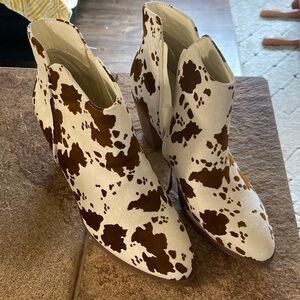 NEVER WORN Cow Print Cowgirl High Heel Boots